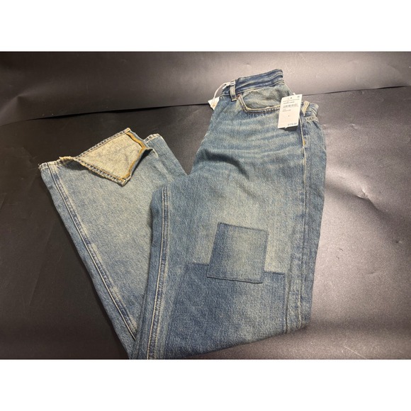 Good American The Khloe Jean Super High Rise Straight Patchwork Blue Size 6/28 - Picture 2 of 10